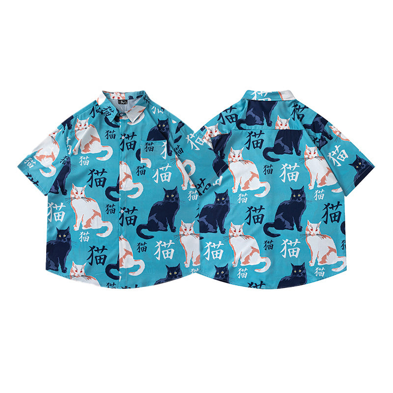 猫] 猫柄プリント半袖シャツ – streofit
