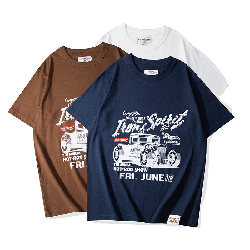 クラシックカーレトロ抜染プリントTee