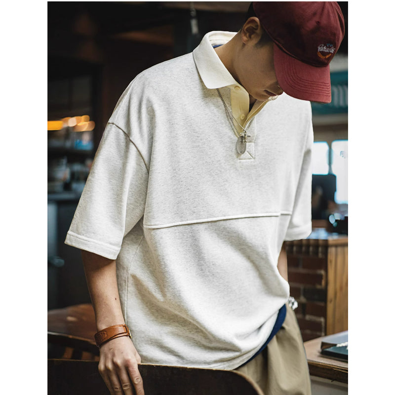 夏新作280G polo Tee 無地ニット半袖