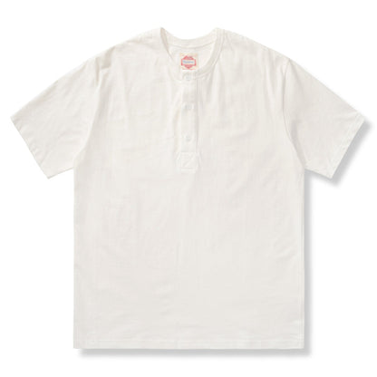 【大人気】ウォッシュド加工　ヘビーウェイト半袖ヘンリーTシャツ