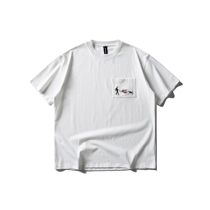 ポケット刺繍大人シンプルコットンＴシャツ