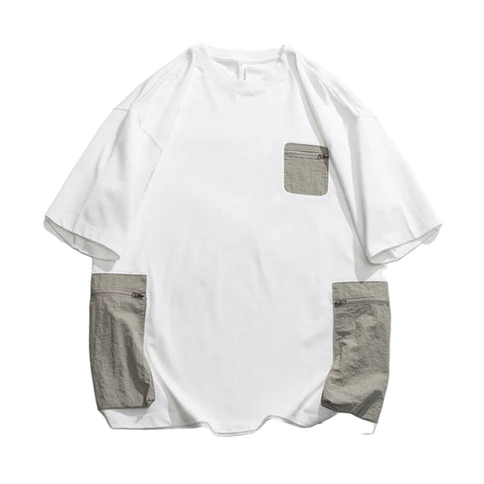 マルチポケット付き配色コットンTee