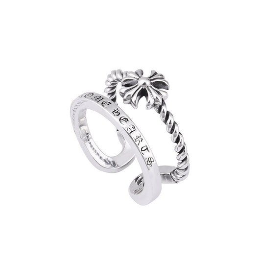 二重構造クロスシルバー925リング