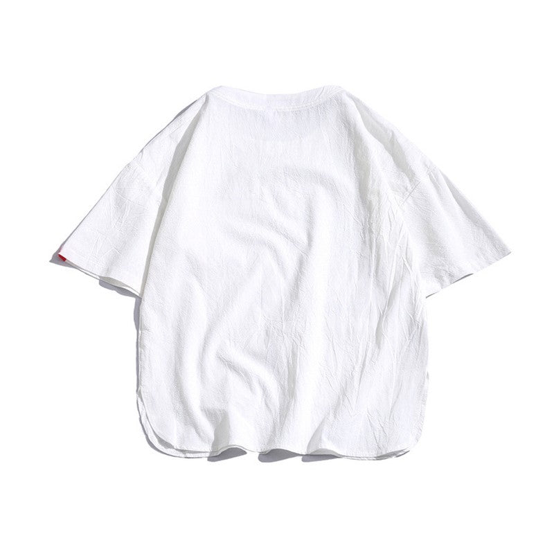 3色展開bigポケット付きリネン半袖Tシャツ