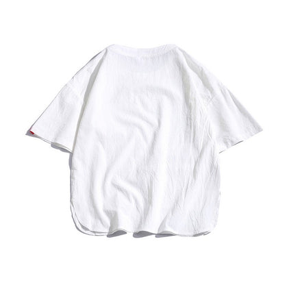 3色展開bigポケット付きリネン半袖Tシャツ