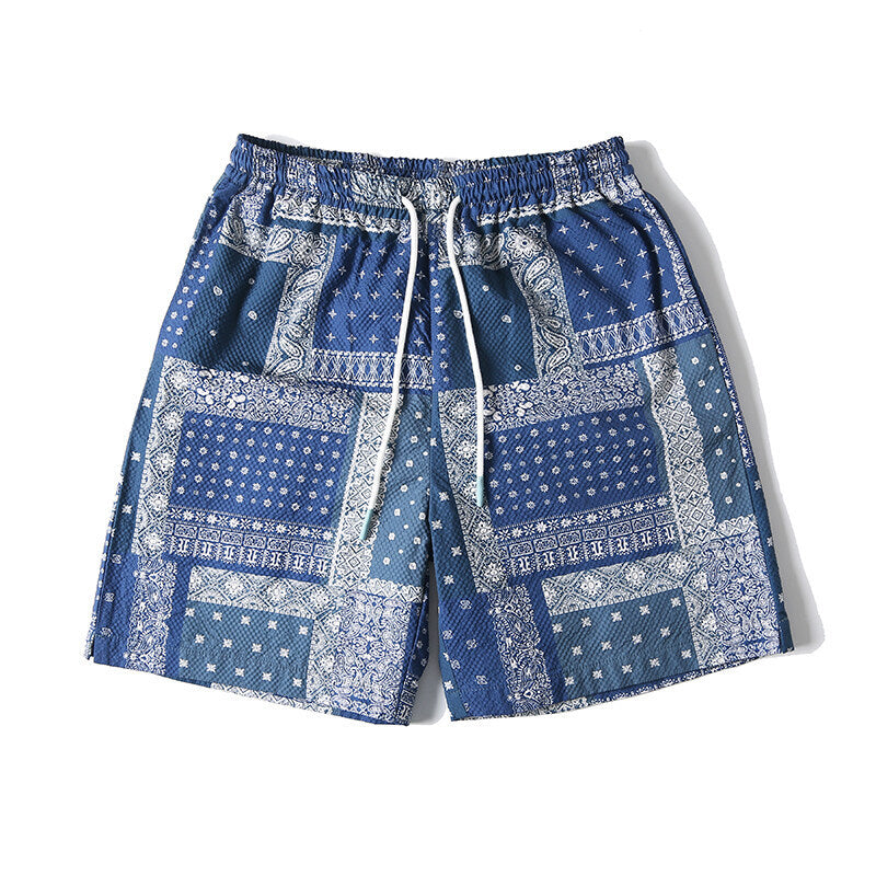裏面メッシュ吸汗速乾ペイズリー柄ショートパンツ