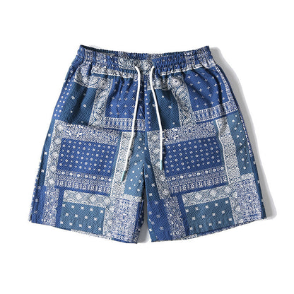 裏面メッシュ吸汗速乾ペイズリー柄ショートパンツ