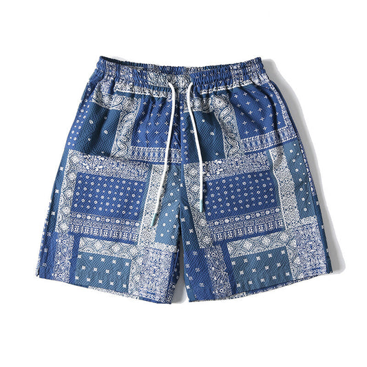 裏面メッシュ吸汗速乾ペイズリー柄ショートパンツ