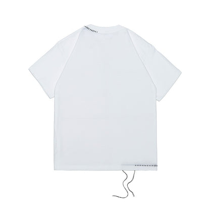 Cleanfitヒモ付き刺繍入りストレッチ半袖Tシャツ