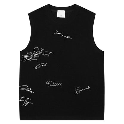 イラスト付きコットンタンクトップ