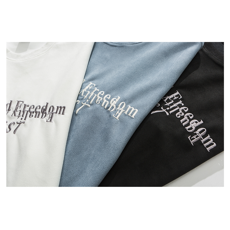 レトロスエードアルファベット半袖Tシャツ