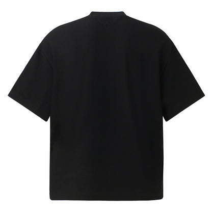 猫プリント半袖ワッフルＴシャツ黒
