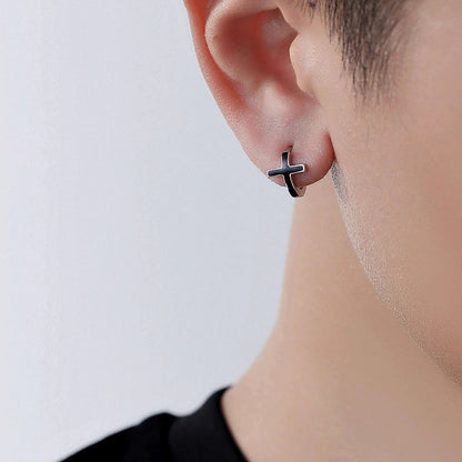 黒クロスメンズピアス