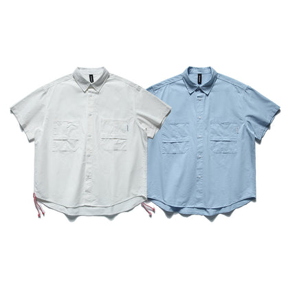 cityboy赤ヒモ付きゆったりコットンシャツ