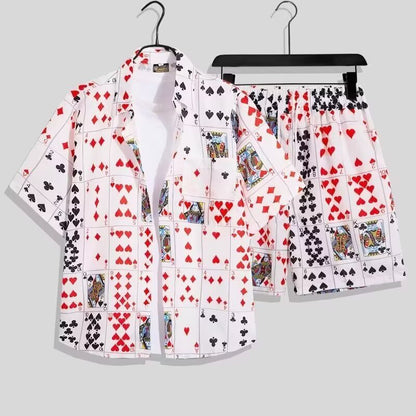 ポーカー半袖シャツ+ショートパンツ2点セット