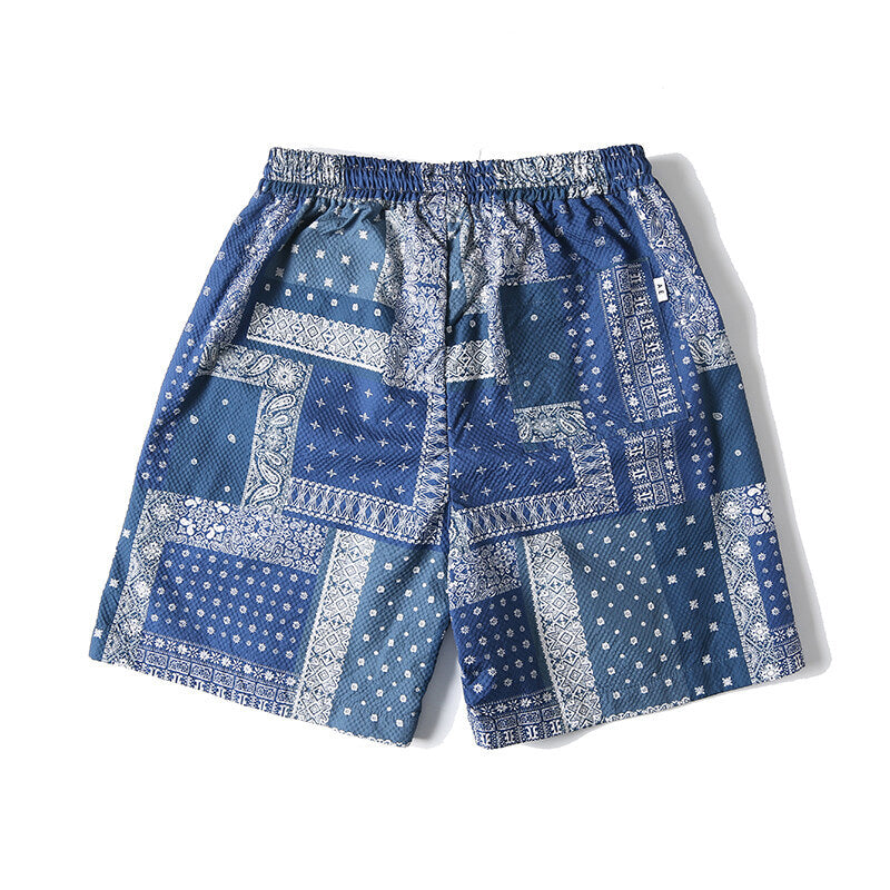 裏面メッシュ吸汗速乾ペイズリー柄ショートパンツ