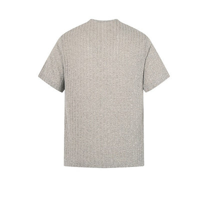 フックボタン付きヘンリーネック ニット T シャツ