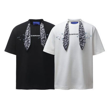 ペイズリー柄スカーフ付き民族調Ｔシャツ