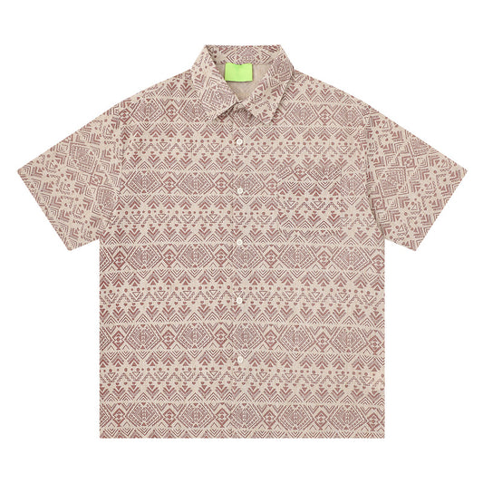 民族調総柄オープンカラーシャツ2色