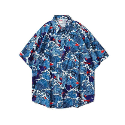 「沖浪金魚」サイズ感アロハシャツ