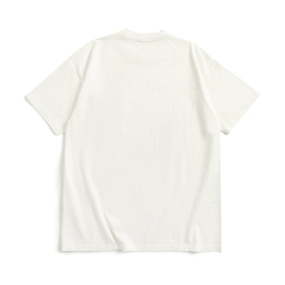 古布コンビ&手刺し子パッチワークポケットホワイトTシャツ