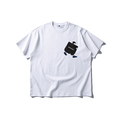 ポケット刺繍クルーネック白Ｔシャツ