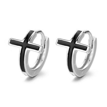 黒クロスメンズピアス