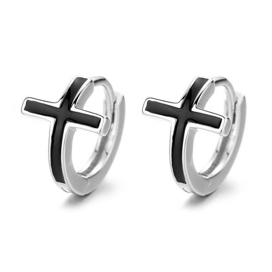 黒クロスメンズピアス