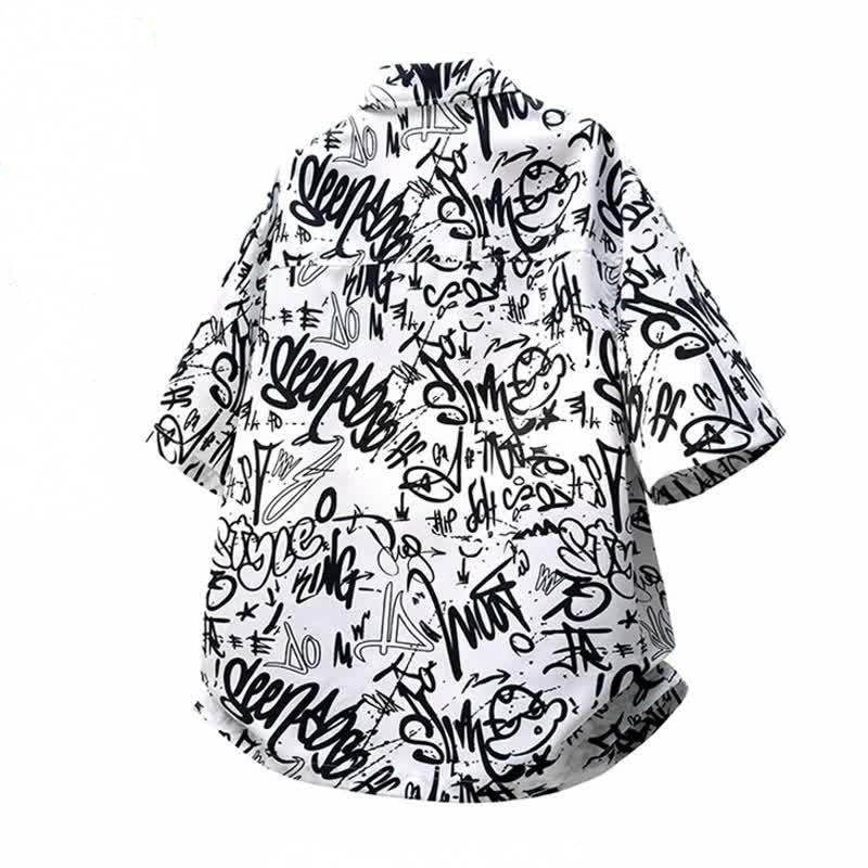 3色展開　イラスト半袖折り襟シャツ