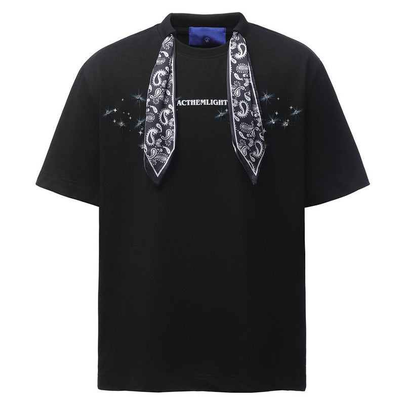 ペイズリー柄スカーフ付き民族調Ｔシャツ