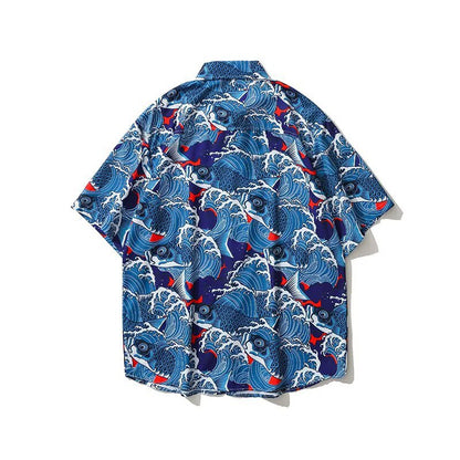 「沖浪金魚」サイズ感アロハシャツ