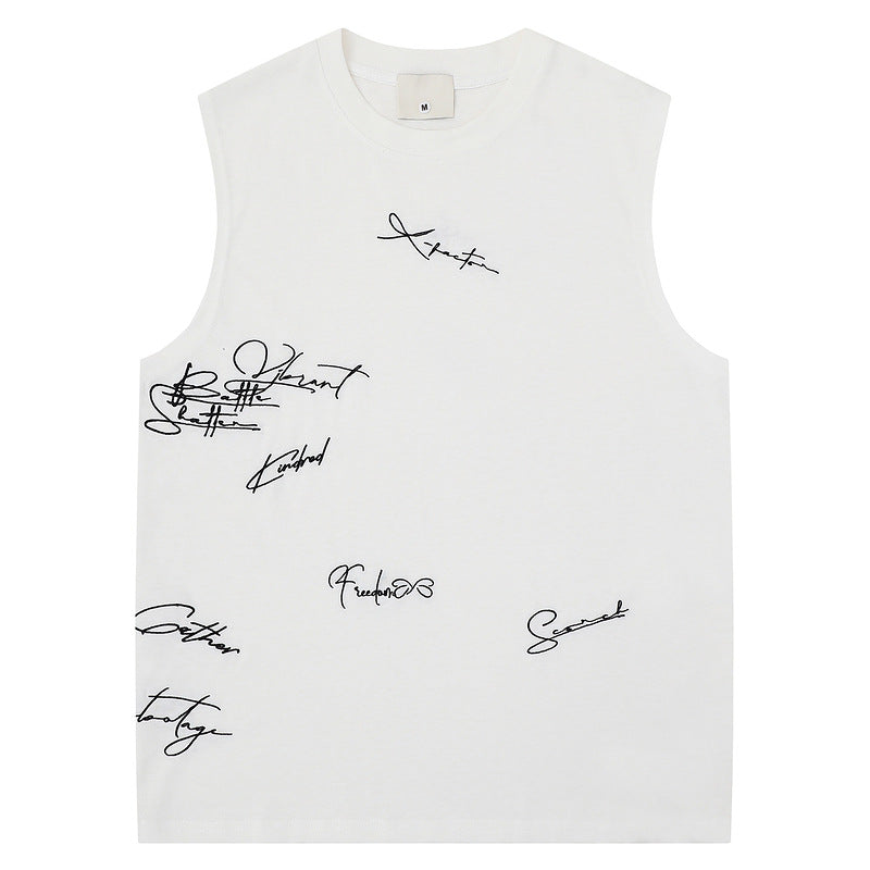 イラスト付きコットンタンクトップ