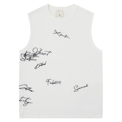 イラスト付きコットンタンクトップ