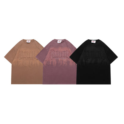 アメカジ紫グラデーションプリントT シャツ