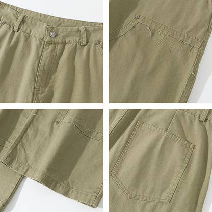 2色展開　フェイクパッチコットンキャンバススラックスパンツ