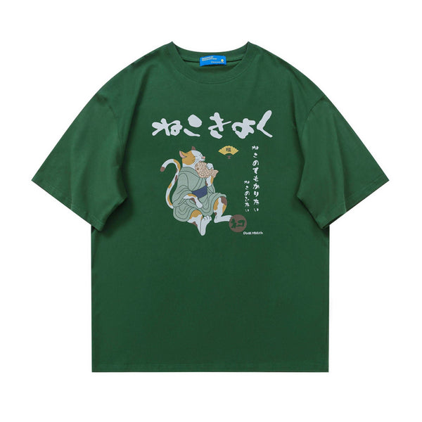 猫プリントファッション半袖Tシャツ