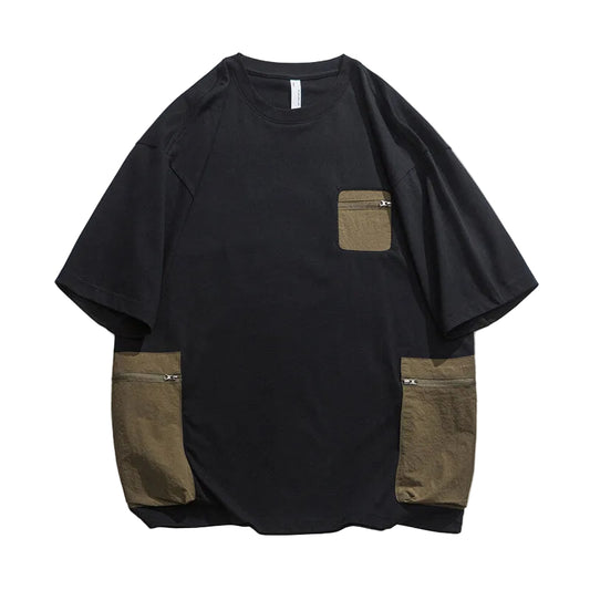 マルチポケット付き配色コットンTee