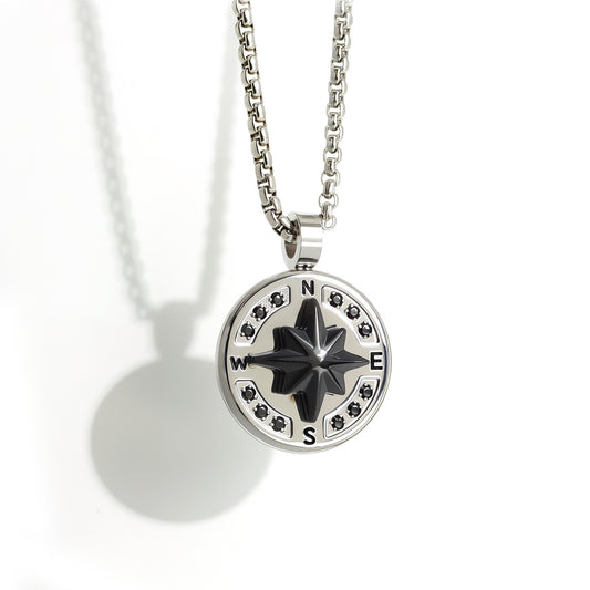 人気コンパス コイン ネックレス メンズ