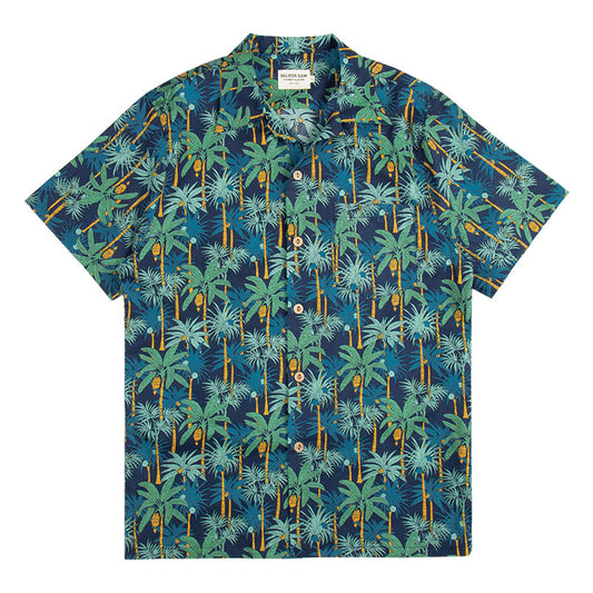 Hawaii Cuban Collar Short Sleeve Coconut Plantain Aloha Shirt