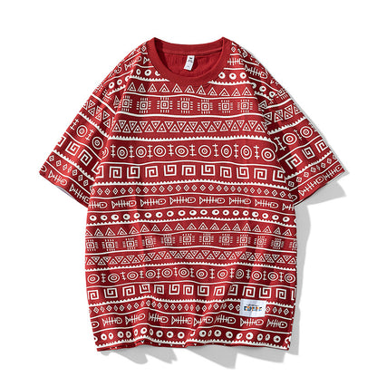 コットンプリントファッション半袖Tシャツ