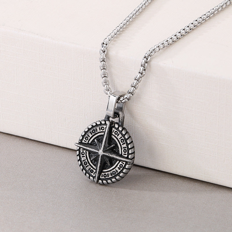 コンパス コイン ペンダントメンズ