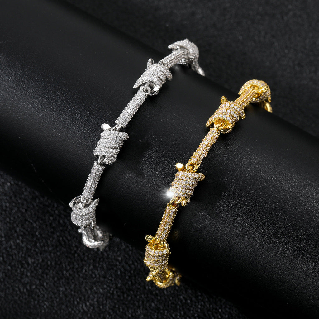 ジルコン付き喜平ブレスレット7.6mm