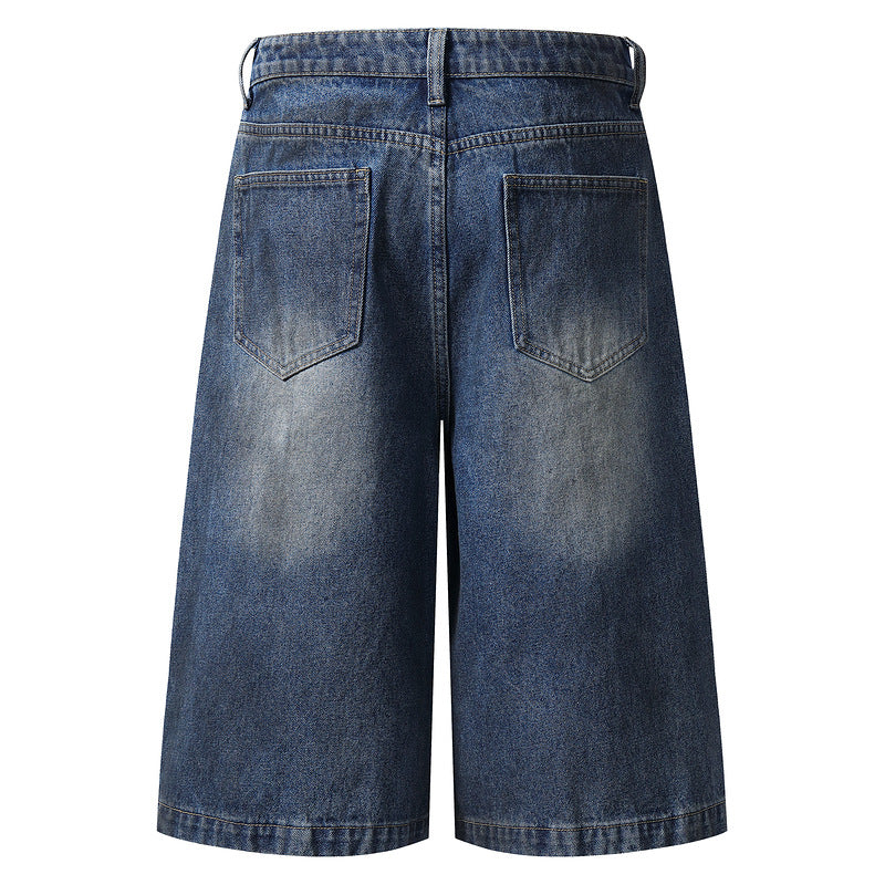 ダメージ加工7分丈デニムショットパンツ