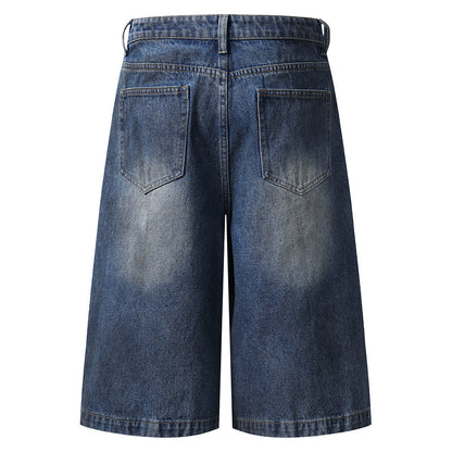 ダメージ加工7分丈デニムショットパンツ