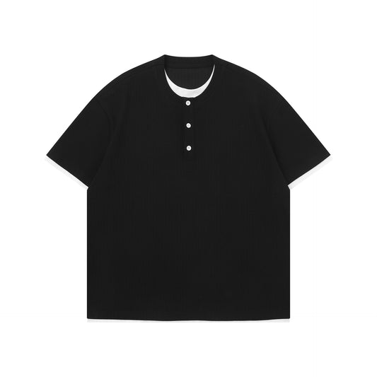 cleanfitフェイクレイヤード半袖コットンＴシャツ