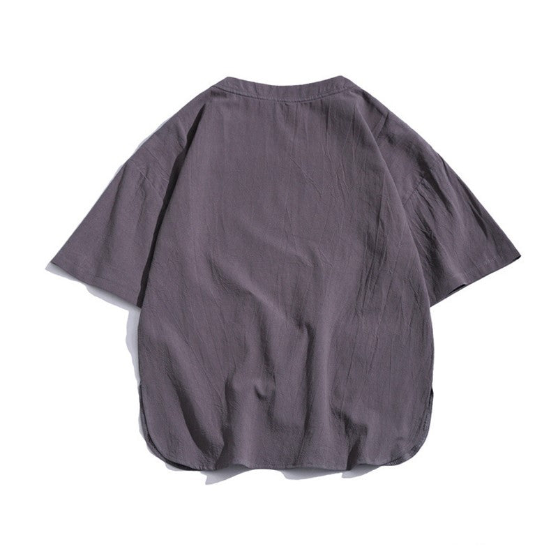3色展開bigポケット付きリネン半袖Tシャツ