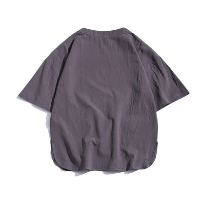 3色展開bigポケット付きリネン半袖Tシャツ