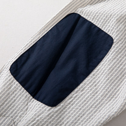 パッチ切り替え春夏メンズ長袖シャツ