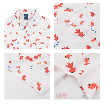 2色展開金魚プリント半袖シャツ