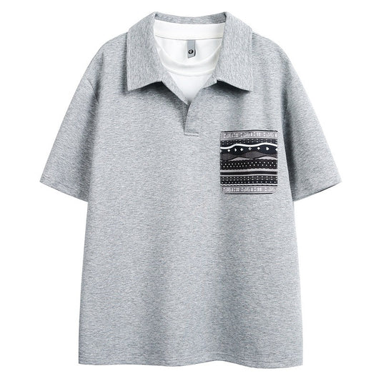 フェイクレイヤード仕様ヘンリー襟Ｔシャツ